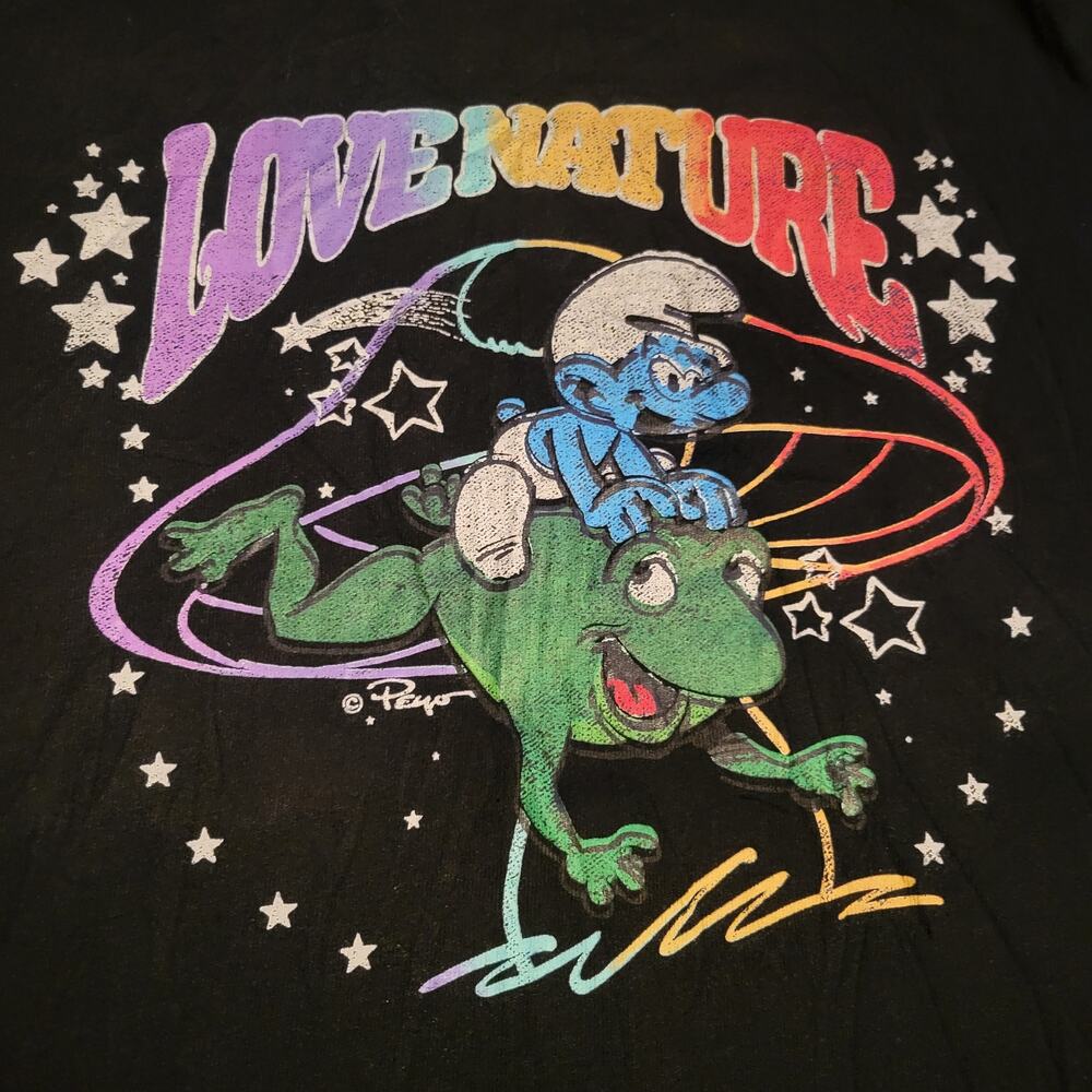 The Smurfs "Love Nature" Short Sleeve Round Neck Graphic T-shirt Women's XL